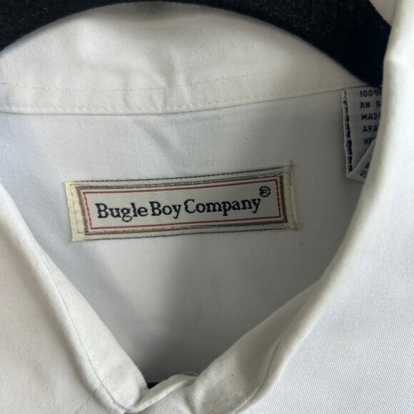 Bugle Boy Company Vintage White Cotton Crest Logo Short Sleeve Shirt Size Large - Picture 4 of 7